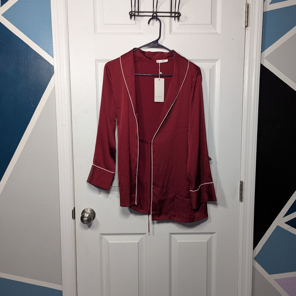 Silk Red Night Robe Tip Womens SMALL